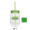 Mason Jar with Corporate Color Chocolates - 25 Oz. - Green